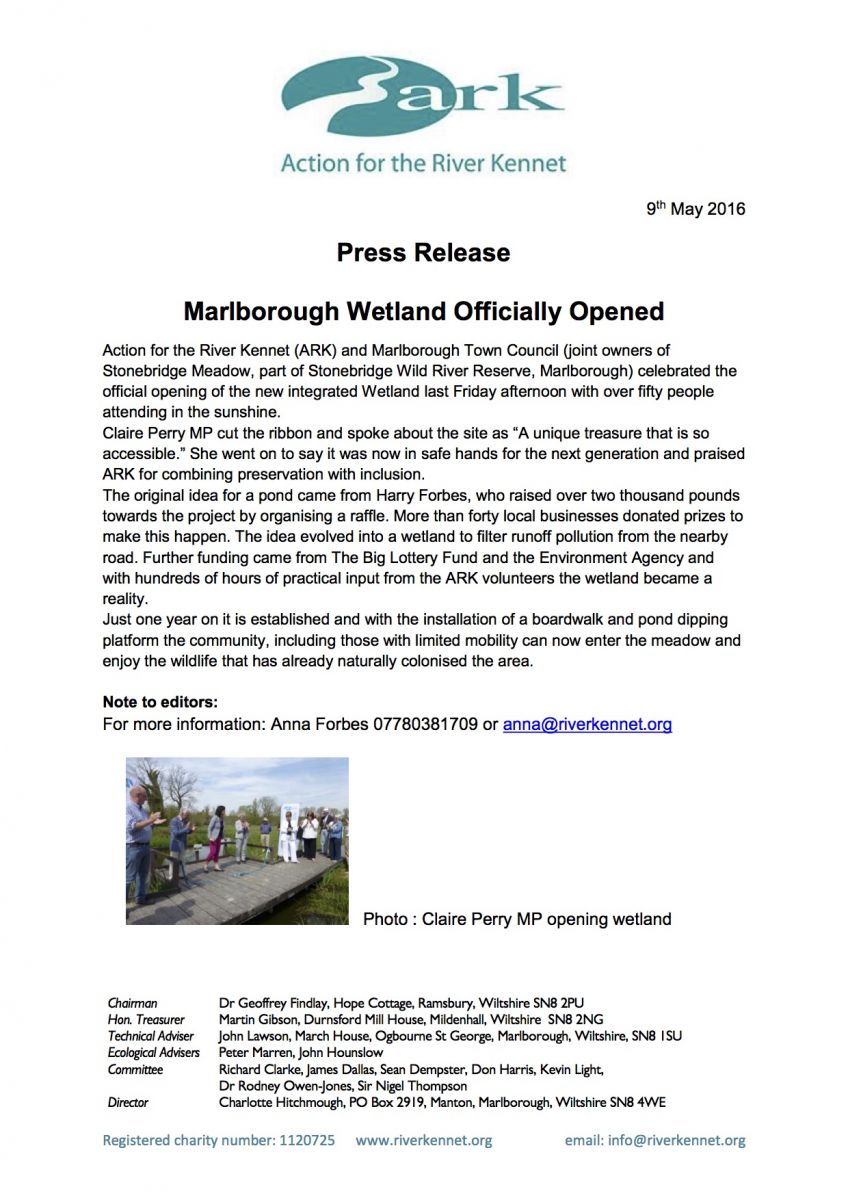 Press release: Marlborough wetland officially opened